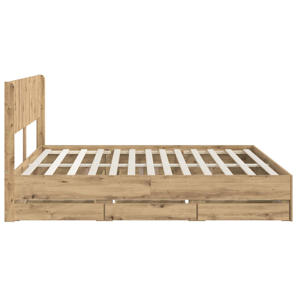 vidaXL Stelaż łóżka z przechowywaniem i zagłówkiem Artisan Oak
