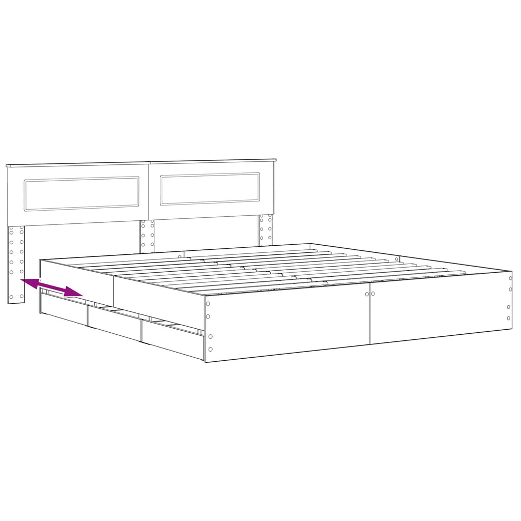 vidaXL Bed Frame with Storage and Headboard Artisan Oak 180 x 200 cm