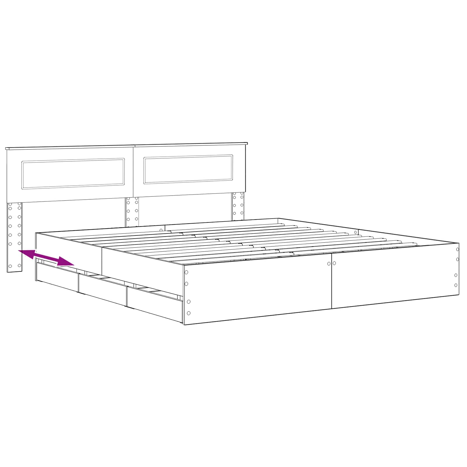 vidaXL Bed Frame with Storage and Headboard Artisan Oak 180 x 200 cm