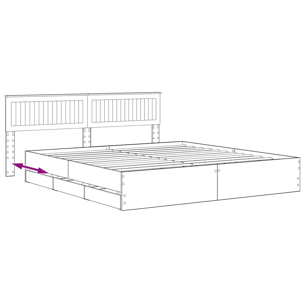 vidaXL Bed Frame with Storage and Headboard Artisan Oak 180 x 200 cm