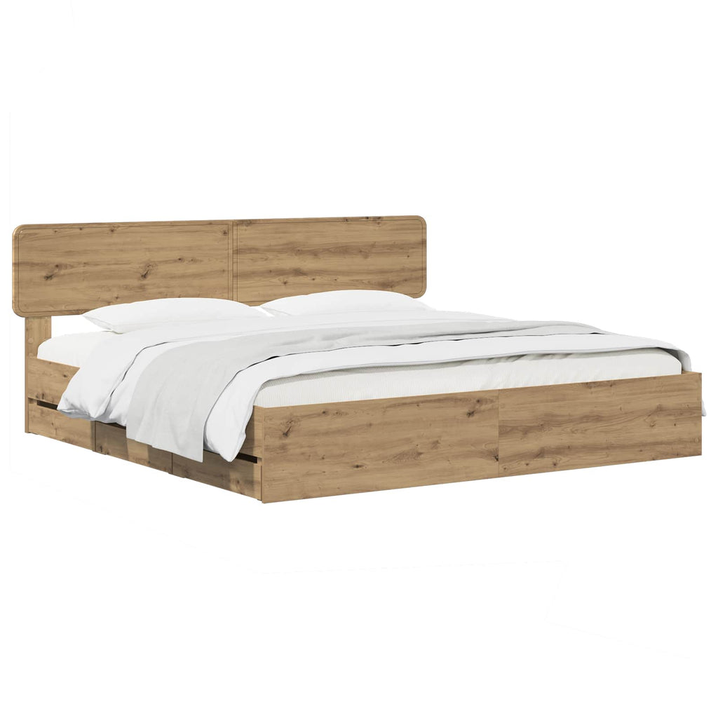 vidaXL Bed Frame with Storage and Headboard Artisan Oak 180 x 200 cm