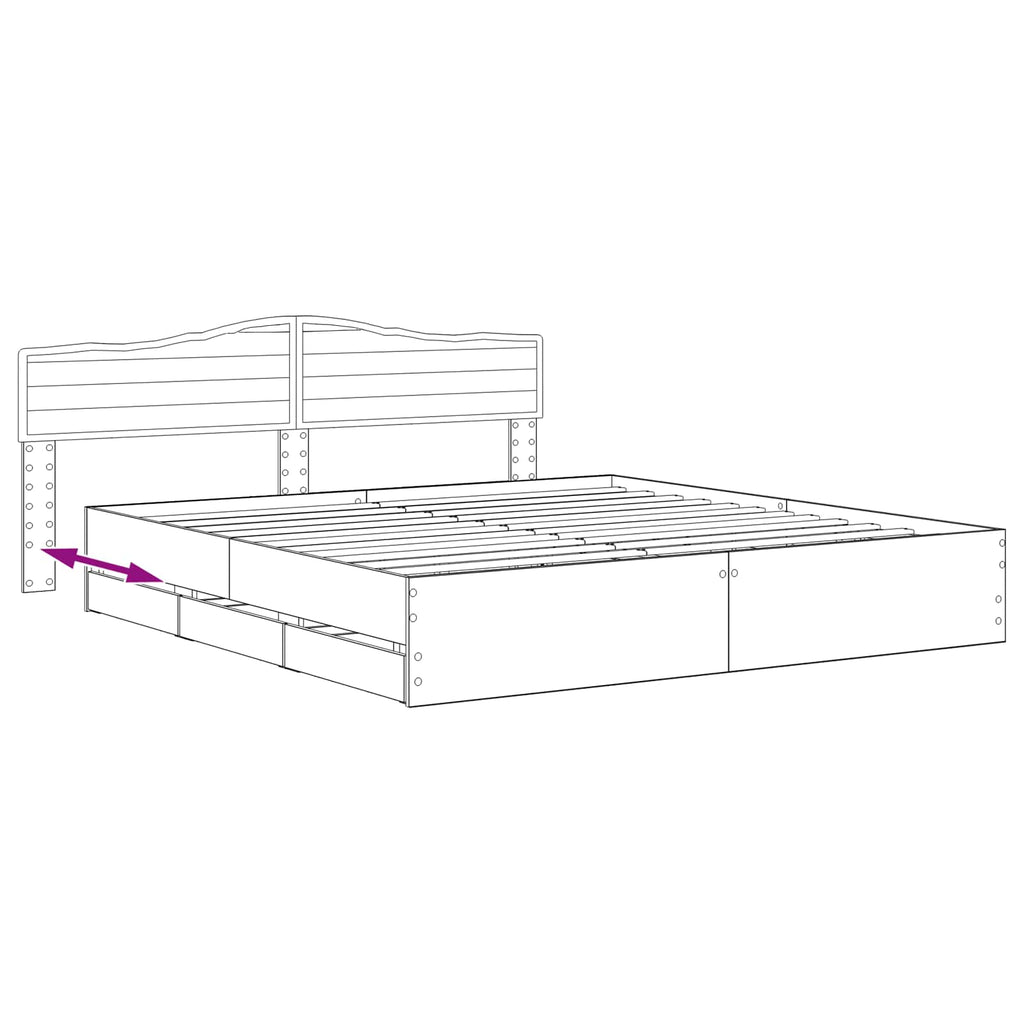 vidaXL Bed Frame with Storage and Headboard Artisan Oak 180 x 200 cm