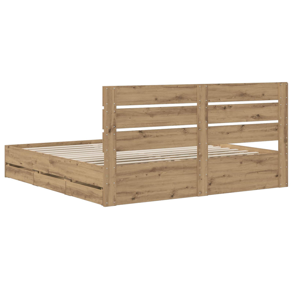 vidaXL Bed Frame with Storage and Headboard Artisan Oak 180 x 200 cm