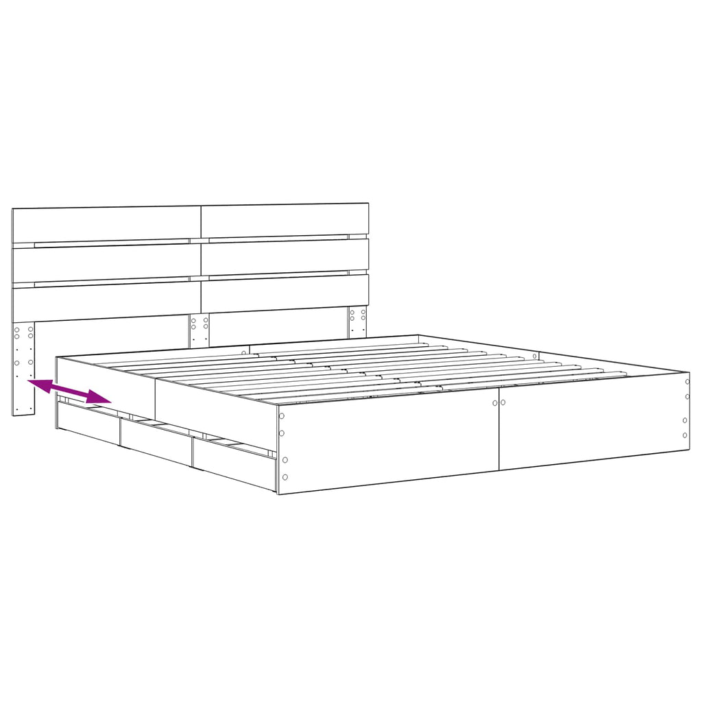 vidaXL Bed Frame with Storage and Headboard Artisan Oak 180 x 200 cm