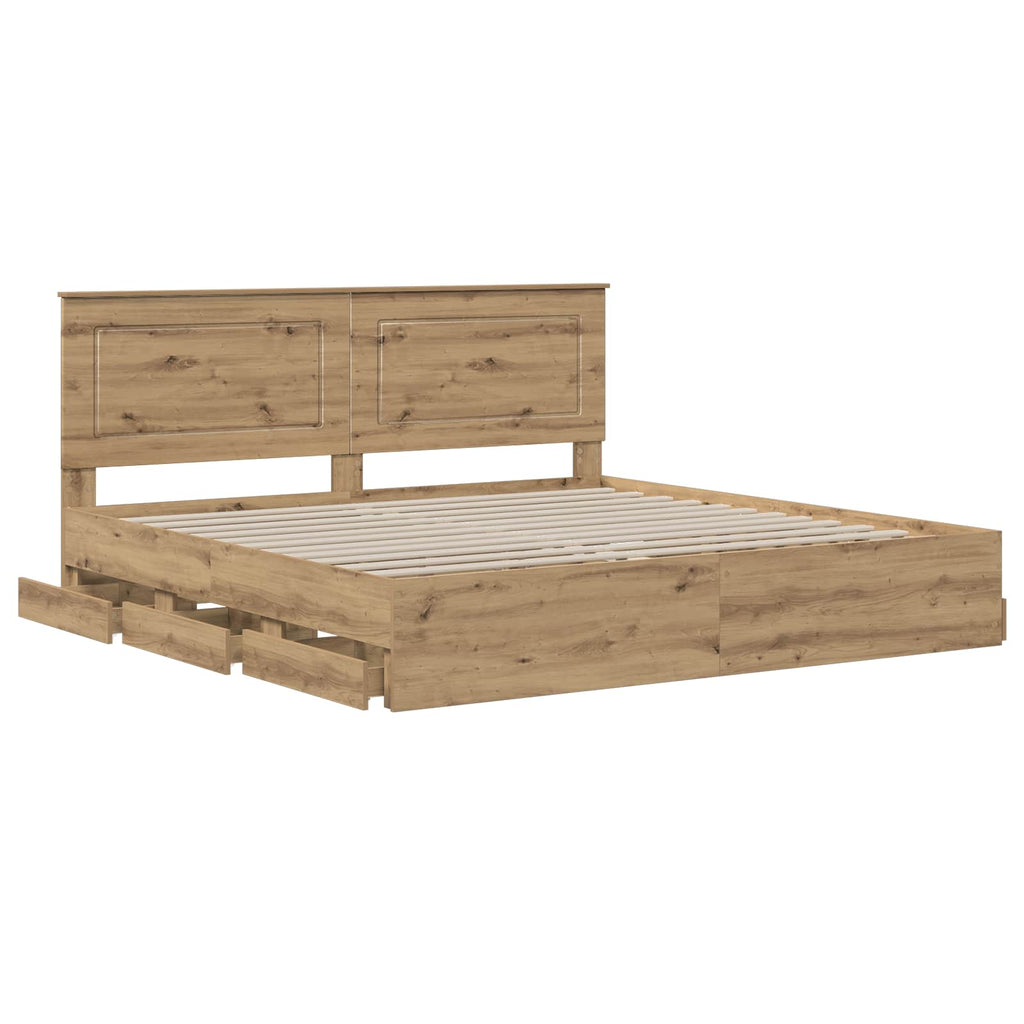 vidaXL Bed Frame with Storage and Headboard Artisan Oak 180 x 200 cm