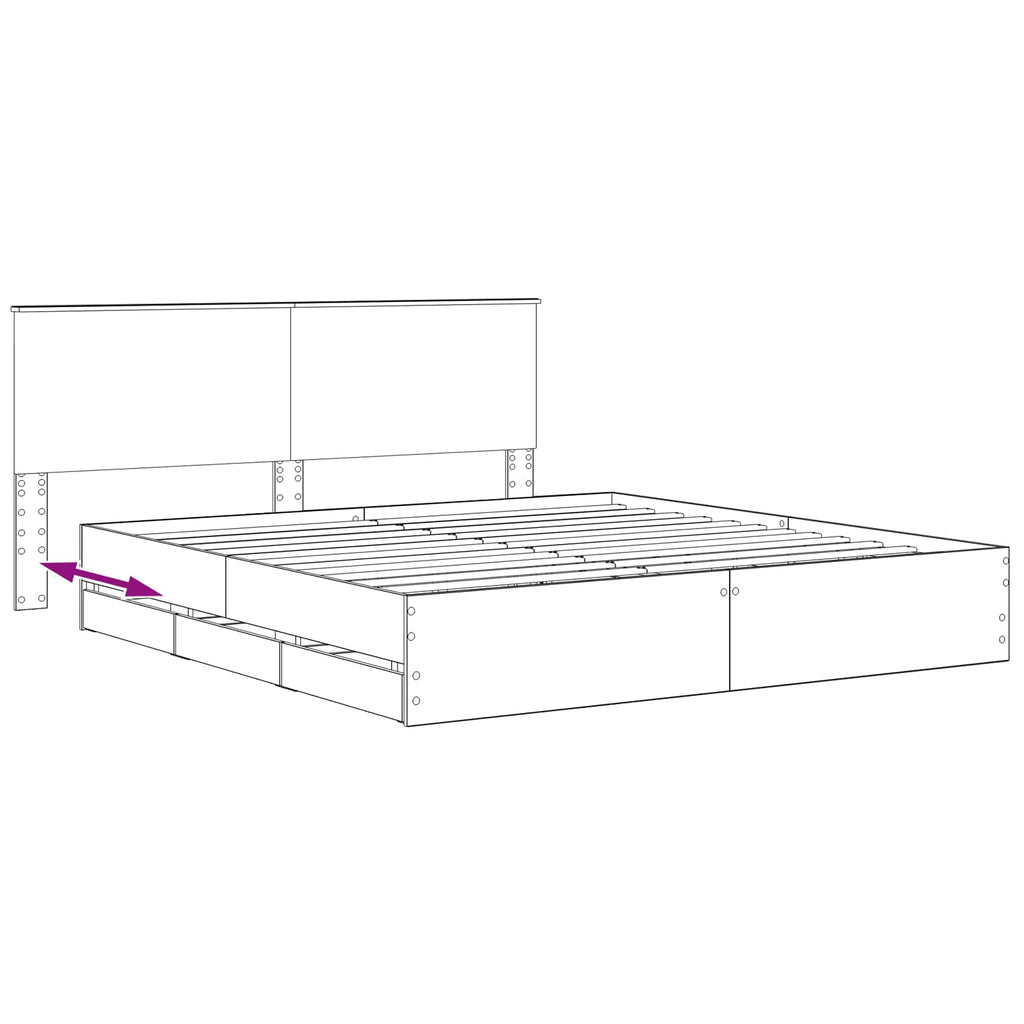vidaXL Bed Frame with Storage and Headboard Artisan Oak 180 x 200 cm