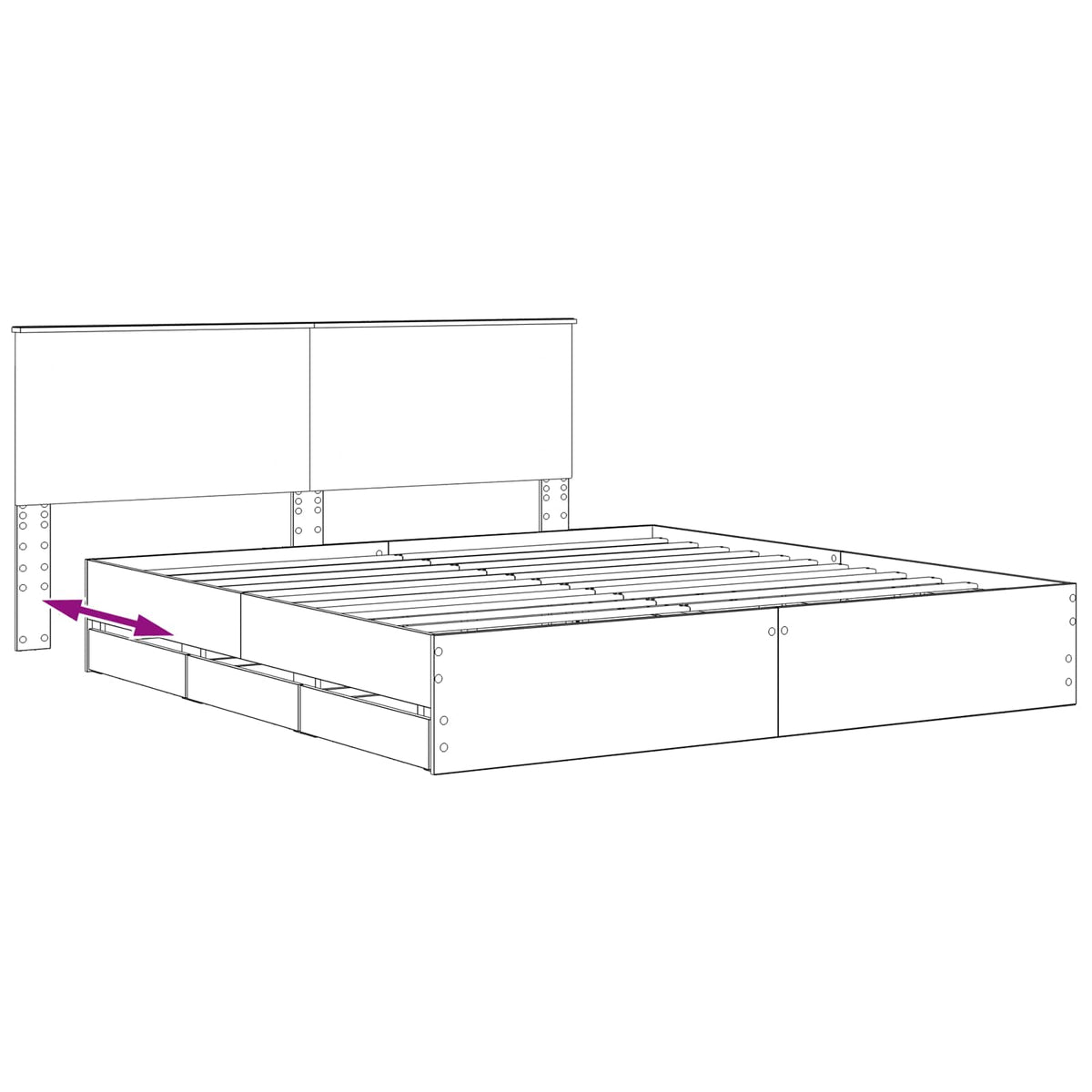 vidaXL Bed Frame with Storage and Headboard Artisan Oak 180 x 200 cm