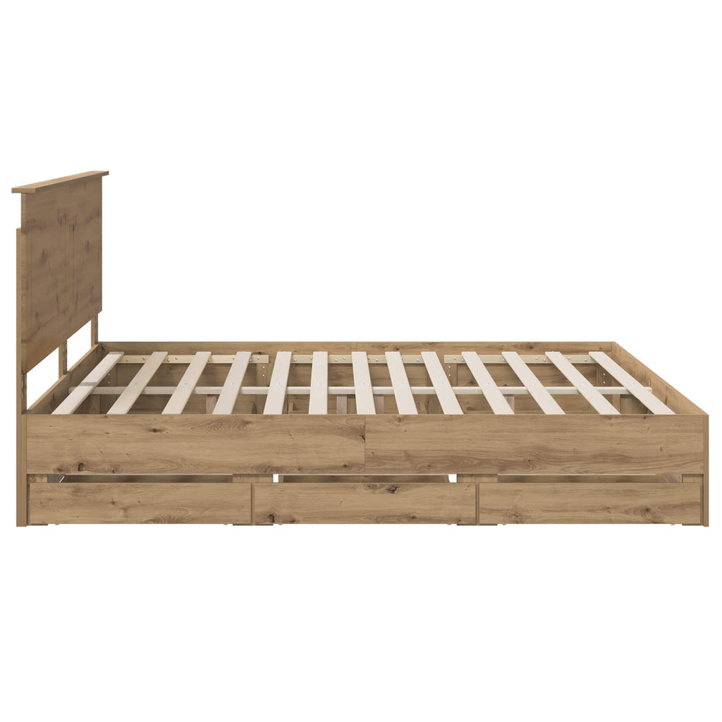 vidaXL Bed Frame with Storage and Headboard Artisan Oak 180 x 200 cm