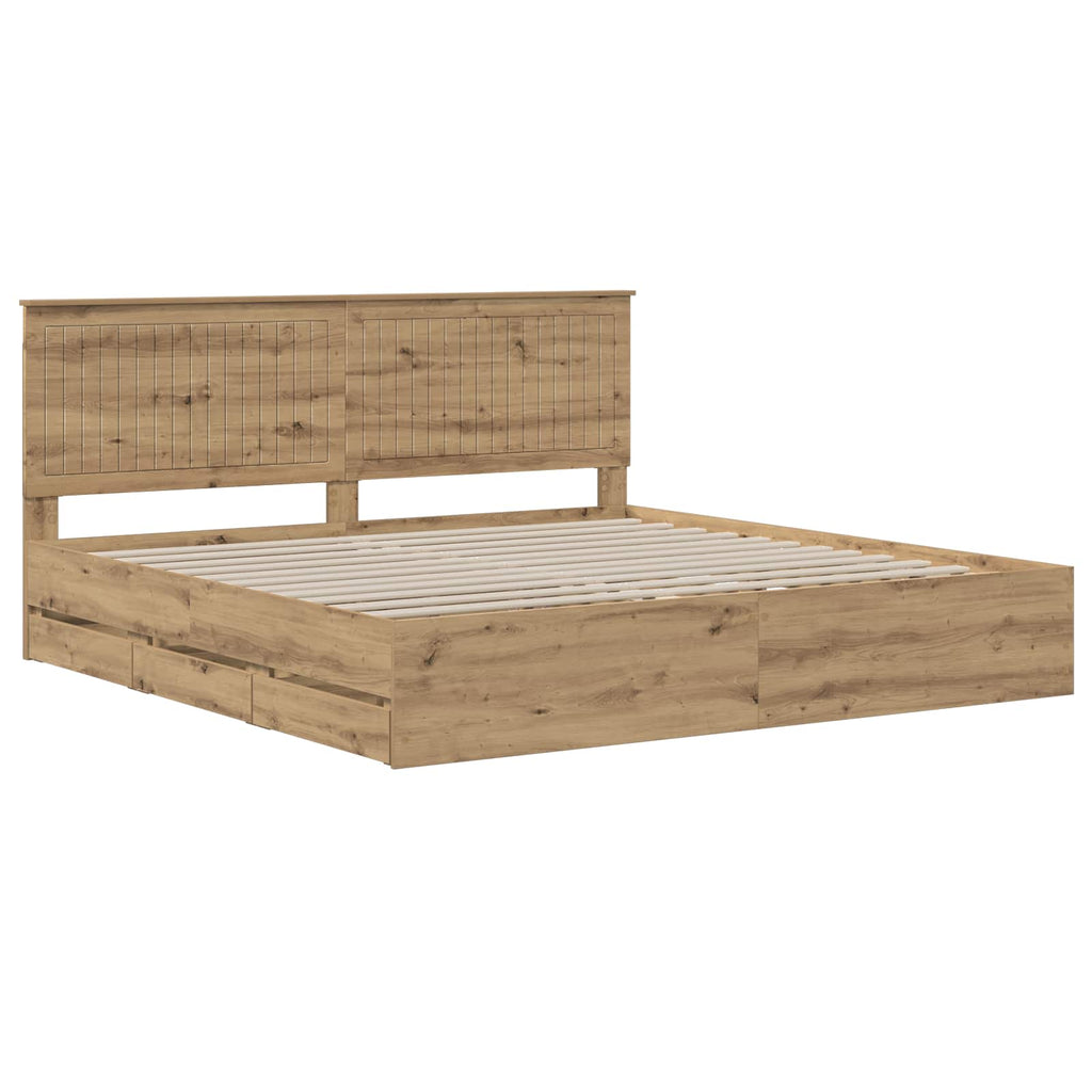 vidaXL Bed Frame with Storage and Headboard Artisan Oak 180 x 200 cm
