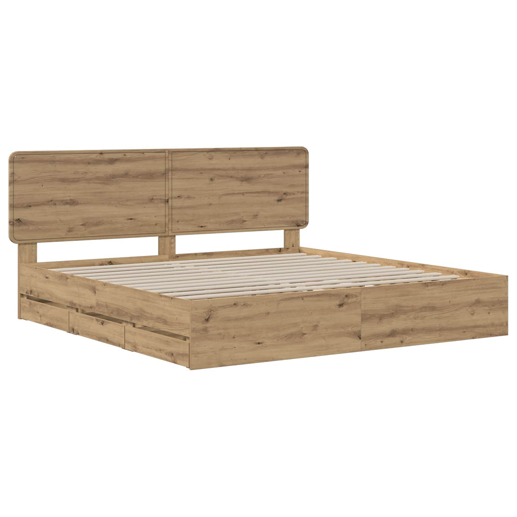 vidaXL Bed Frame with Storage and Headboard Artisan Oak 180 x 200 cm