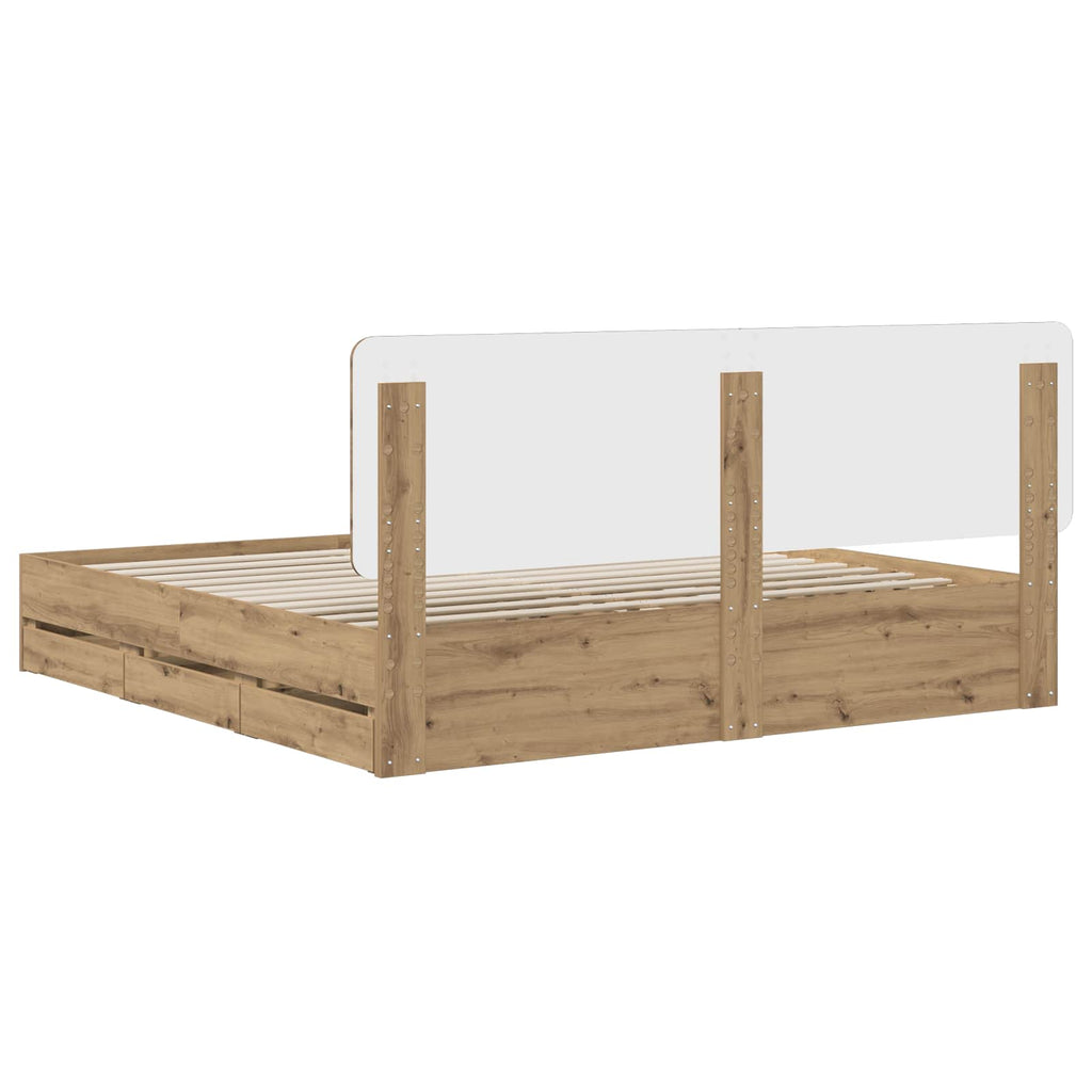 vidaXL Bed Frame with Storage and Headboard Artisan Oak 180 x 200 cm