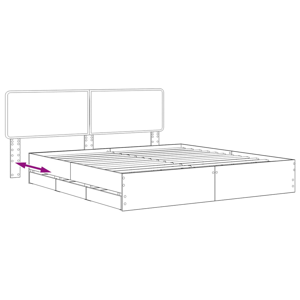 vidaXL Bed Frame with Storage and Headboard Artisan Oak 180 x 200 cm
