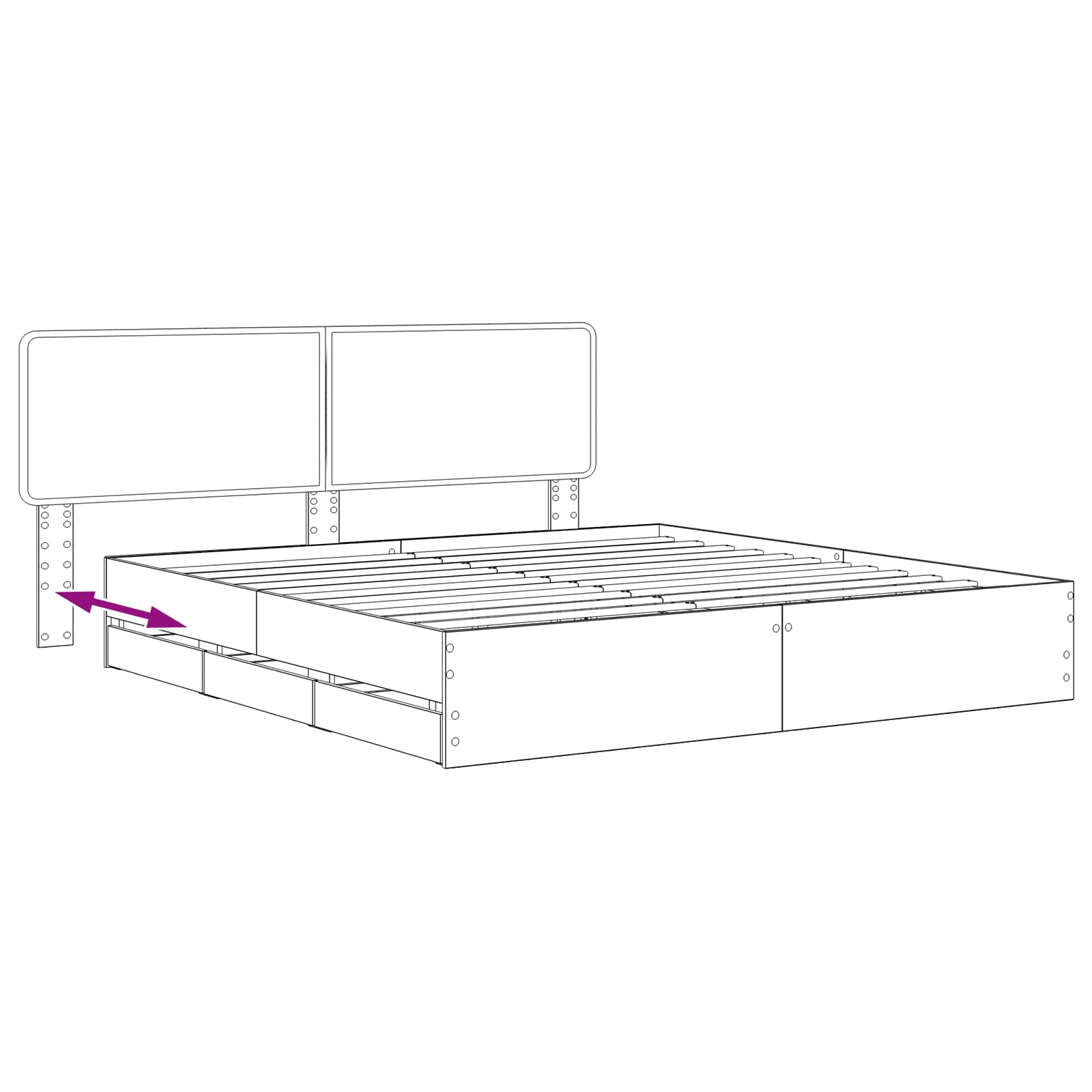 vidaXL Bed Frame with Storage and Headboard Artisan Oak 180 x 200 cm
