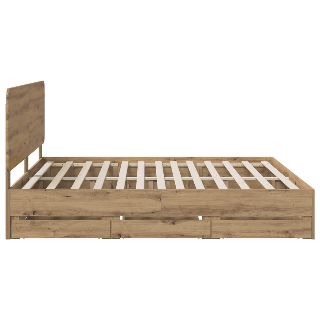 vidaXL Bed Frame with Storage and Headboard Artisan Oak 180 x 200 cm