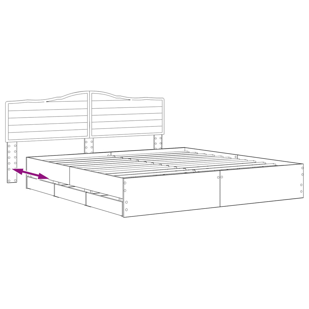 vidaXL Bed Frame with Storage and Headboard Artisan Oak 180 x 200 cm