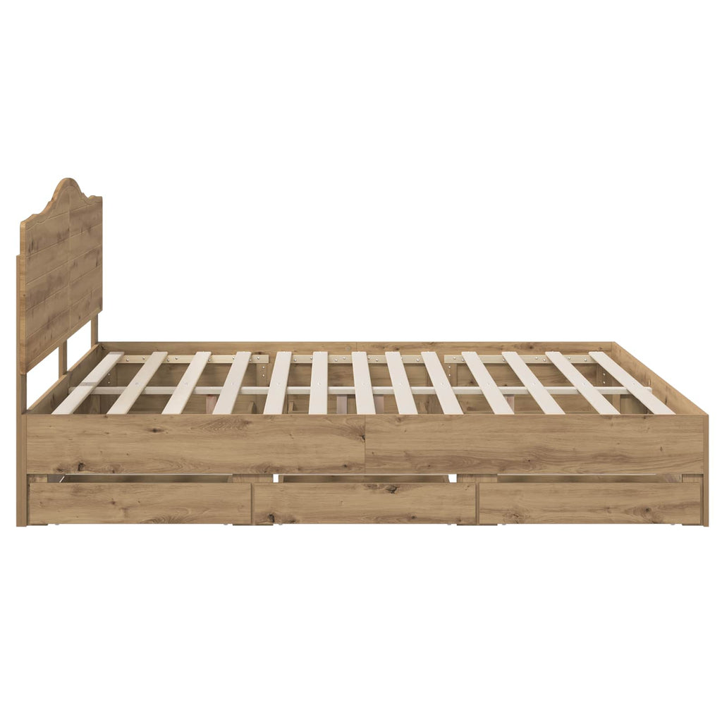 vidaXL Bed Frame with Storage and Headboard Artisan Oak 180 x 200 cm