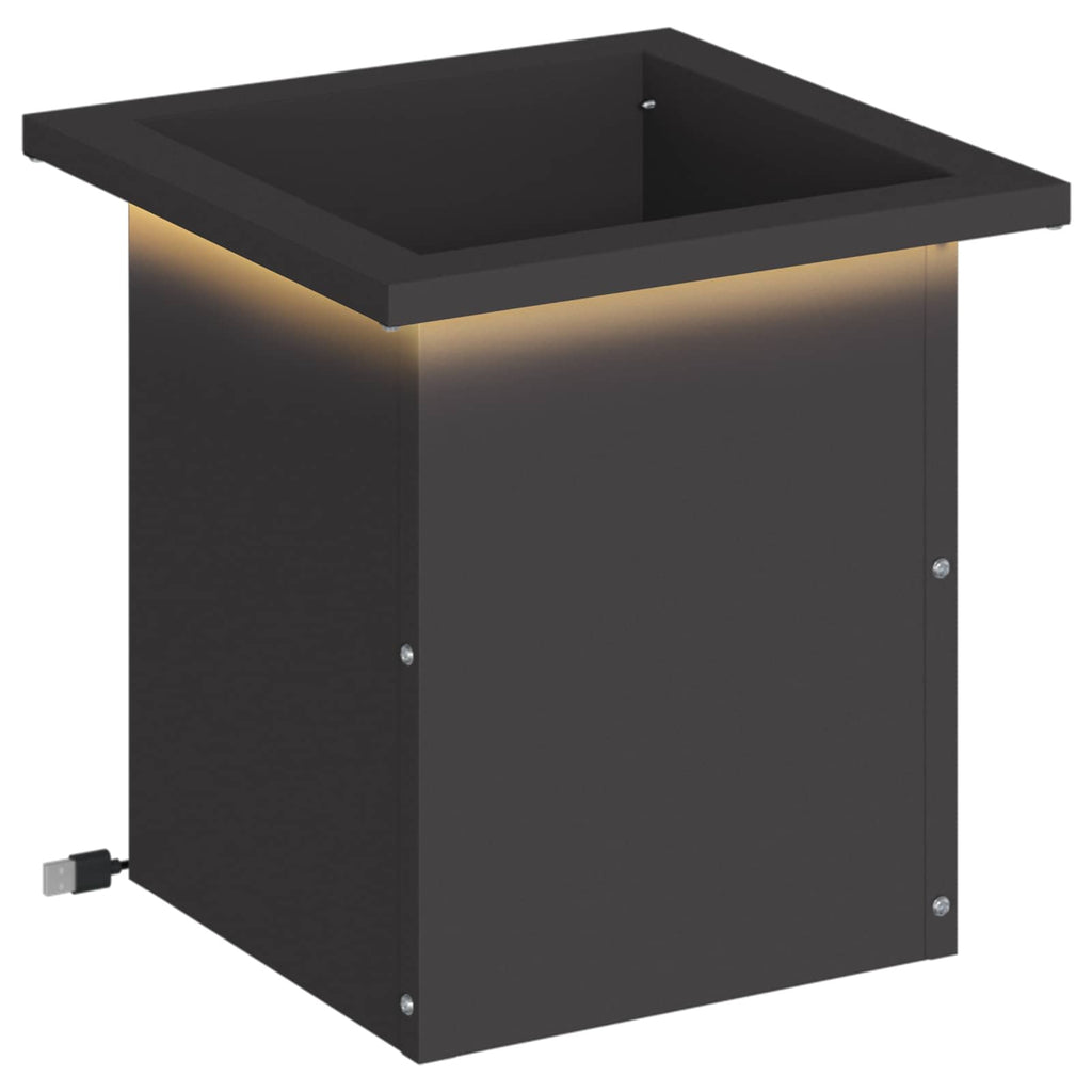 vidaXL Donica ogrodowa z oświetleniem LED Czarny 30 x 30 x 30 cm Stal