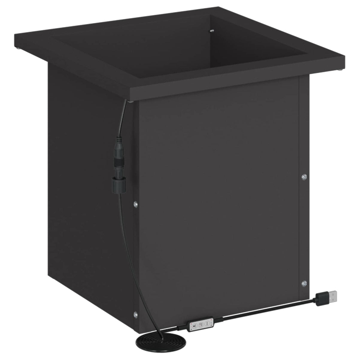 vidaXL Donica ogrodowa z oświetleniem LED Czarny 30 x 30 x 30 cm Stal