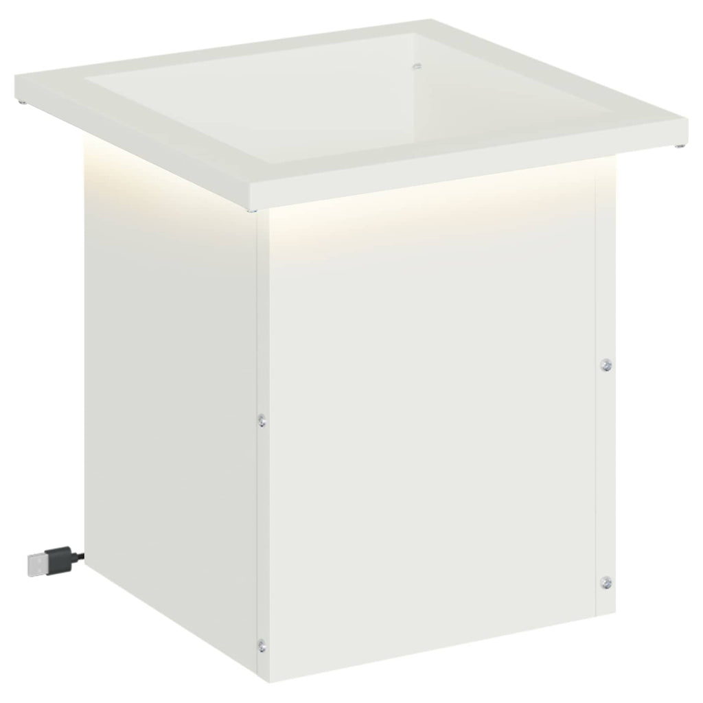 vidaXL Donica ogrodowa z oświetleniem LED Biały 30 x 30 x 30 cm Stal