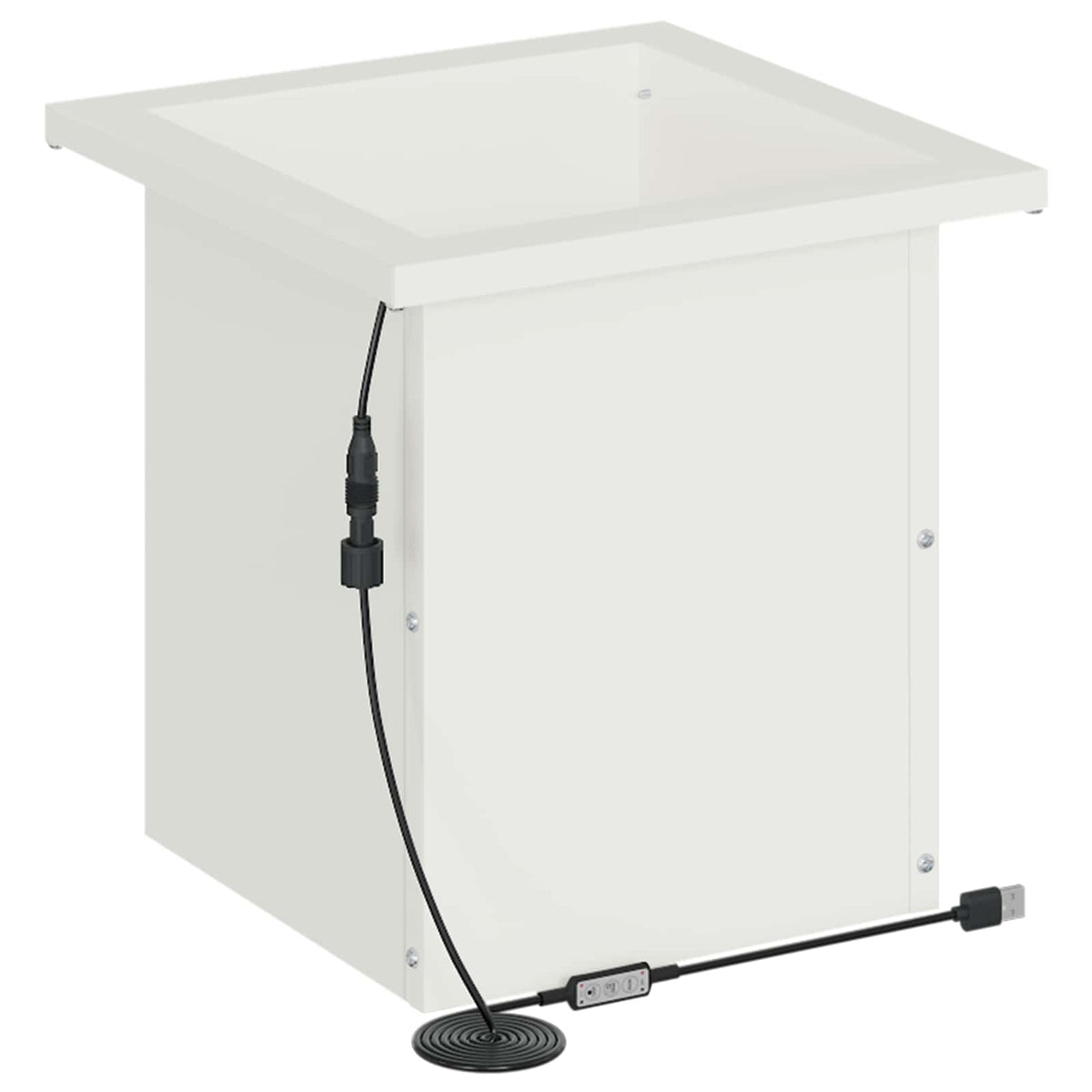 vidaXL Donica ogrodowa z oświetleniem LED Biały 30 x 30 x 30 cm Stal