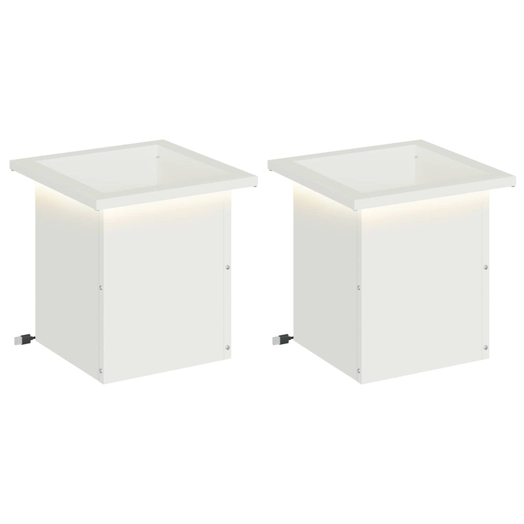 vidaXL Donica ogrodowa z oświetleniem LED 2 szt. Biały 30 x 30 x 30 cm