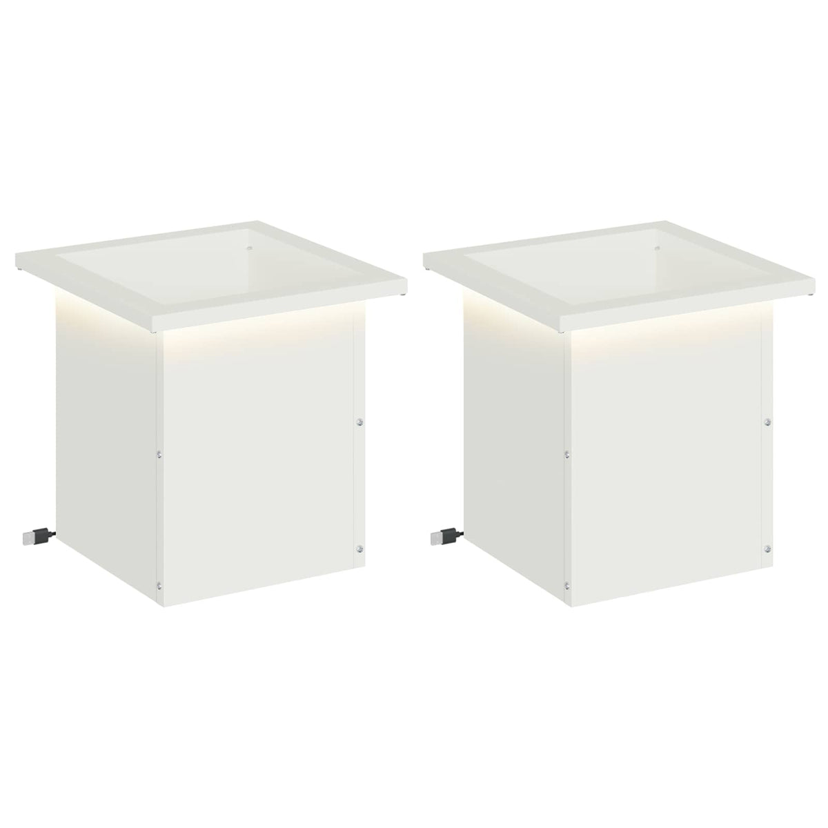 vidaXL Donica ogrodowa z oświetleniem LED 2 szt. Biały 30 x 30 x 30 cm