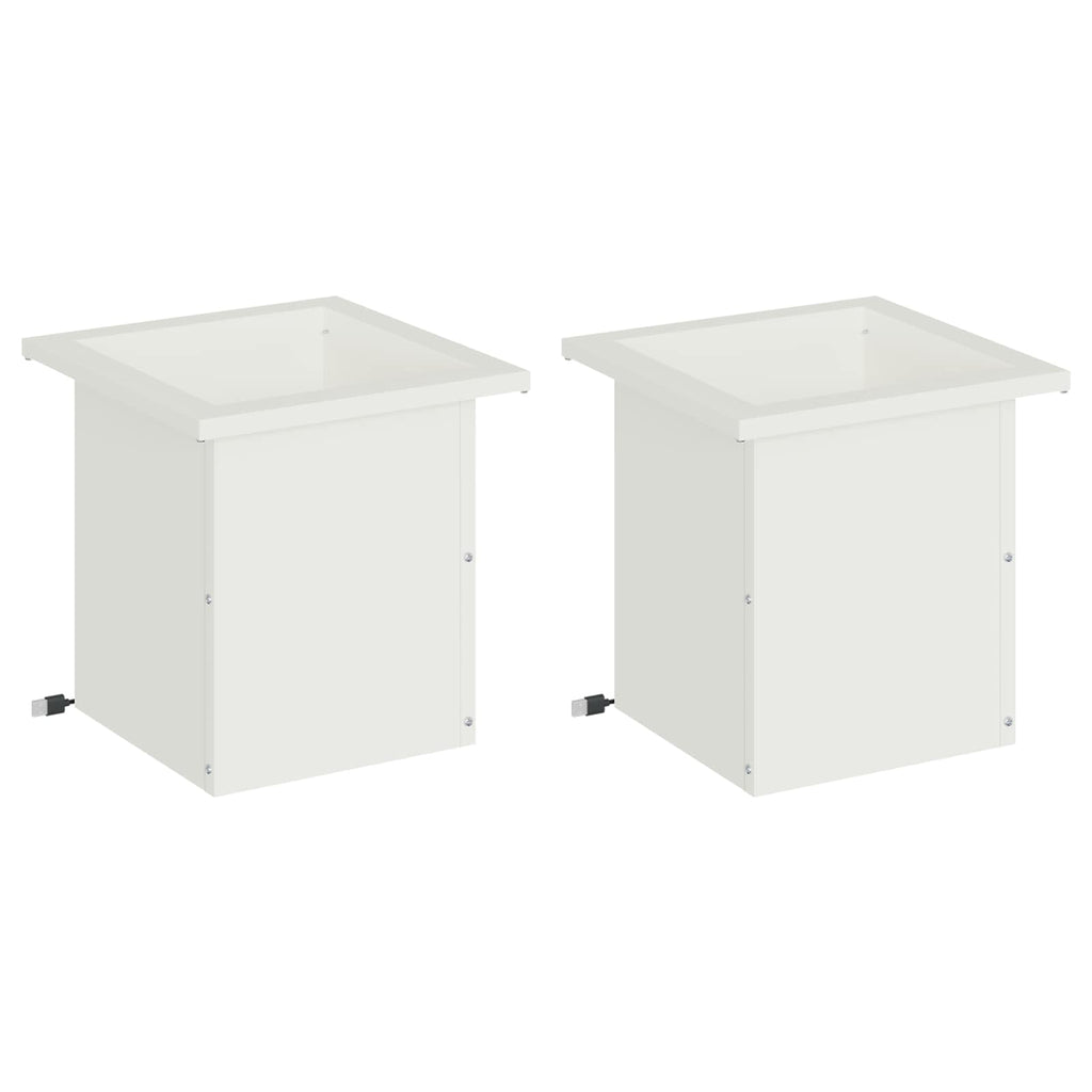 vidaXL Donica ogrodowa z oświetleniem LED 2 szt. Biały 30 x 30 x 30 cm