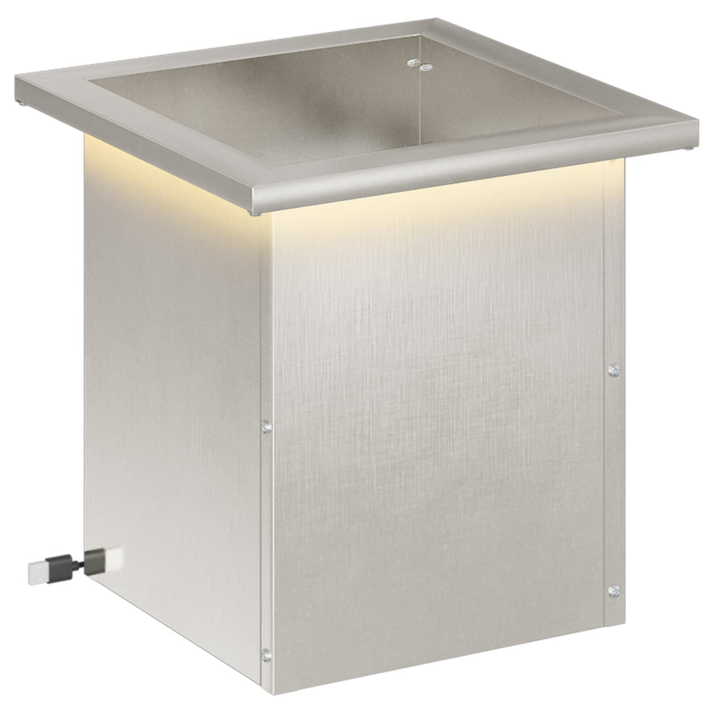 vidaXL Donica ogrodowa z oświetleniem LED srebrny 30 x 30 x 30 cm