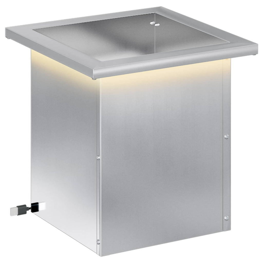 vidaXL Donica ogrodowa z oświetleniem LED srebrny 30 x 30 x 30 cm
