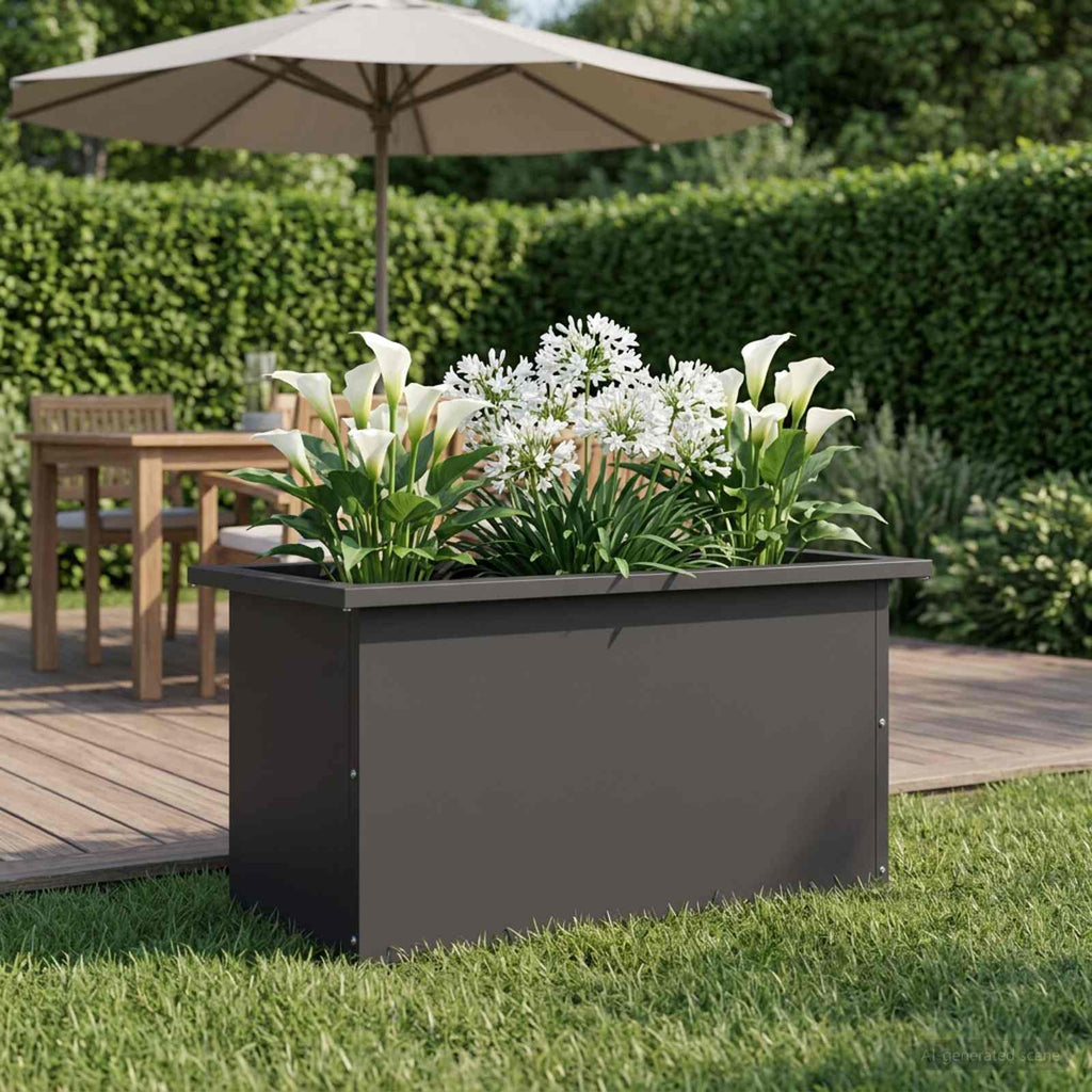 vidaXL Donica ogrodowa z oświetleniem LED Czarny 30 x 60 x 30 cm Stal
