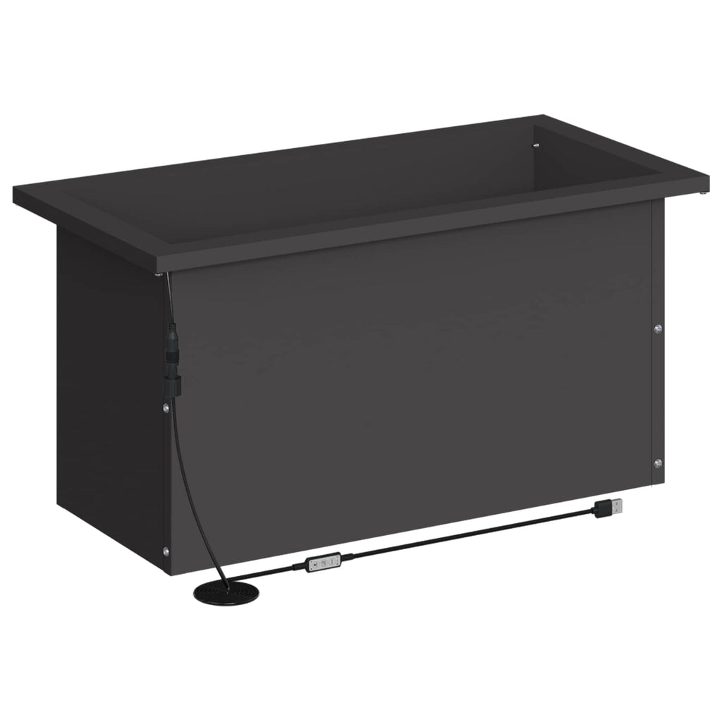 vidaXL Donica ogrodowa z oświetleniem LED Czarny 30 x 60 x 30 cm Stal