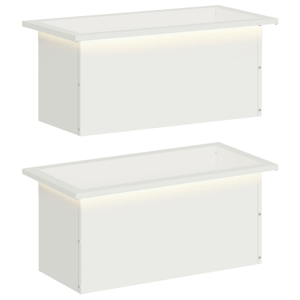 vidaXL Donica ogrodowa z oświetleniem LED 2 szt. Biały 30 x 60 x 30 cm