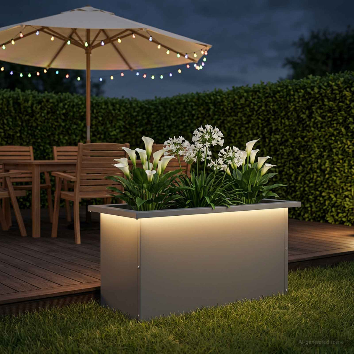 vidaXL Donica ogrodowa z oświetleniem LED Antracyt 30 x 60 x 30 cm