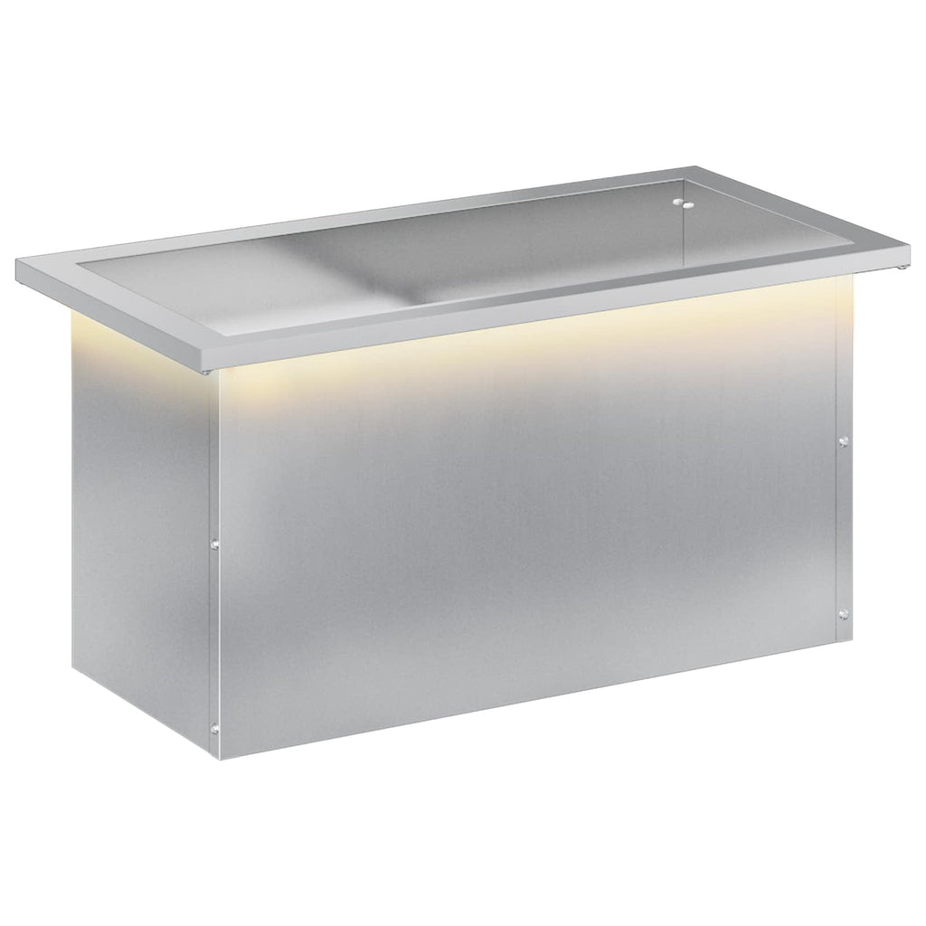 vidaXL Donica ogrodowa z oświetleniem LED srebrny 30 x 60 x 30 cm