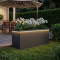 vidaXL Donica ogrodowa z oświetleniem LED Czarny 30 x 80 x 30 cm Stal
