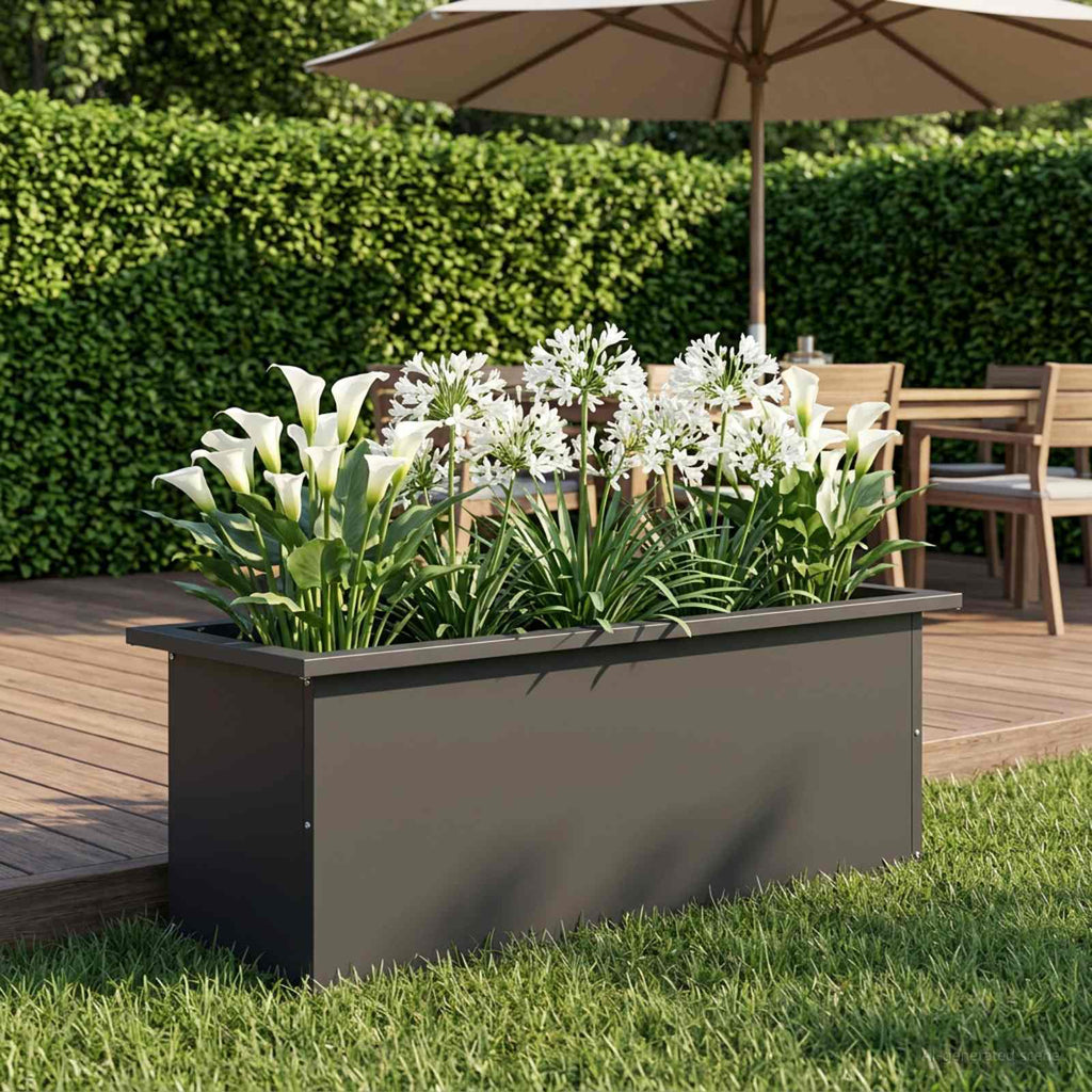 vidaXL Donica ogrodowa z oświetleniem LED Czarny 30 x 80 x 30 cm Stal