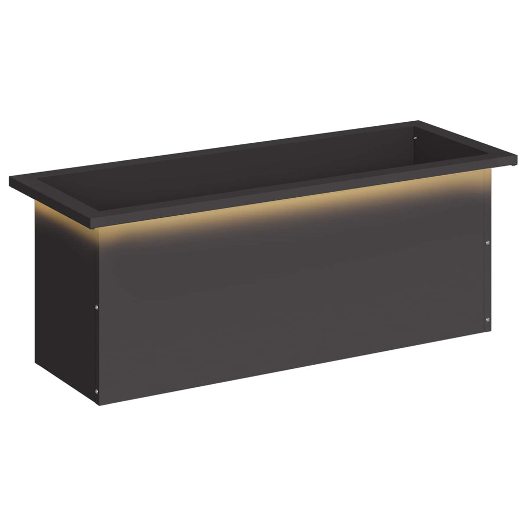vidaXL Donica ogrodowa z oświetleniem LED Czarny 30 x 80 x 30 cm Stal