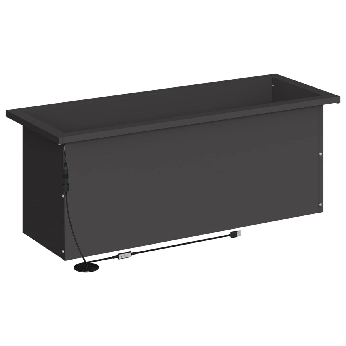vidaXL Donica ogrodowa z oświetleniem LED Czarny 30 x 80 x 30 cm Stal