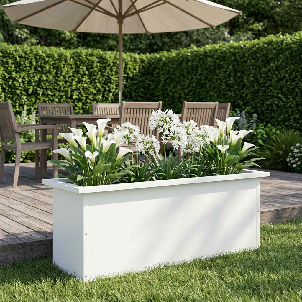 vidaXL Donica ogrodowa z oświetleniem LED Biały 30 x 80 x 30 cm Stal