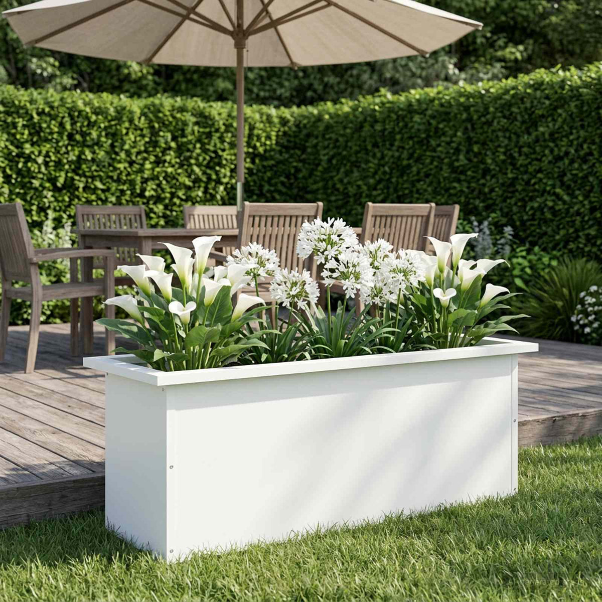 vidaXL Donica ogrodowa z oświetleniem LED Biały 30 x 80 x 30 cm Stal