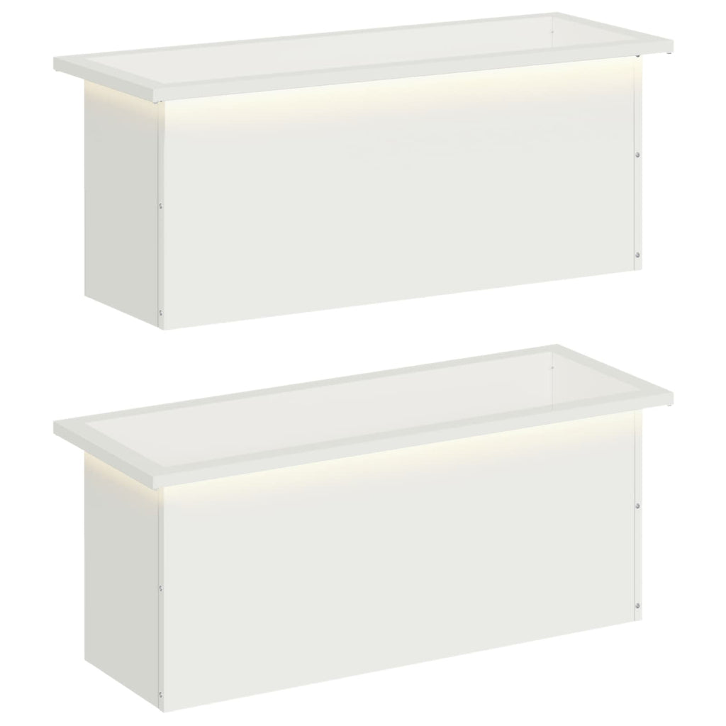 vidaXL Donica ogrodowa z oświetleniem LED 2 szt. Biały 30 x 80 x 30 cm