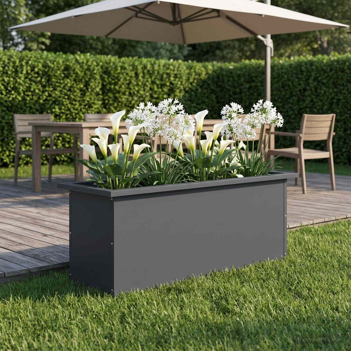 vidaXL Donica ogrodowa z oświetleniem LED Antracyt 30 x 80 x 30 cm