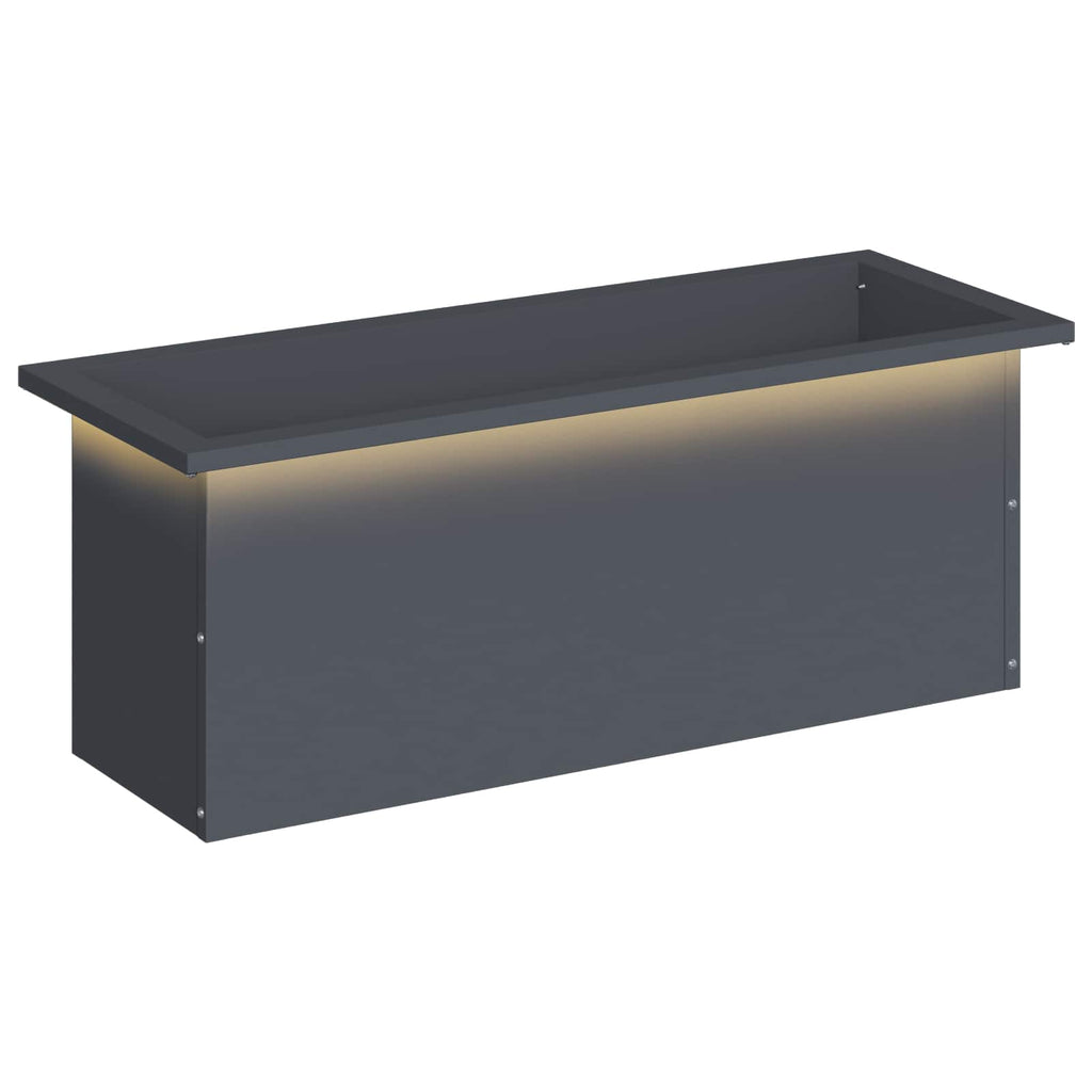 vidaXL Donica ogrodowa z oświetleniem LED Antracyt 30 x 80 x 30 cm