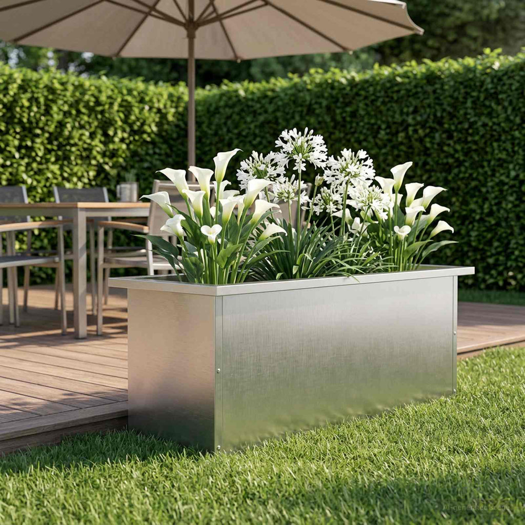 vidaXL Donica ogrodowa z oświetleniem LED srebrny 30 x 80 x 30 cm