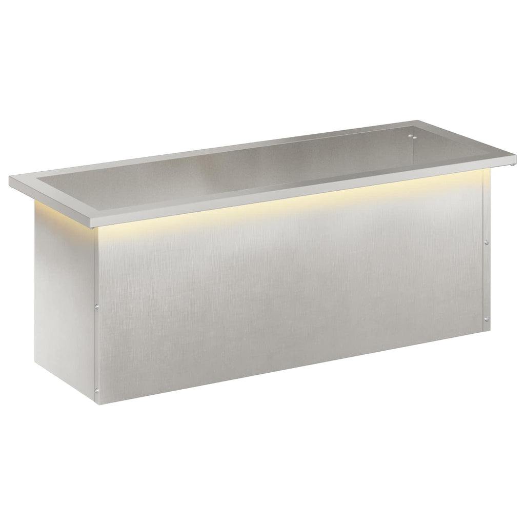 vidaXL Donica ogrodowa z oświetleniem LED srebrny 30 x 80 x 30 cm