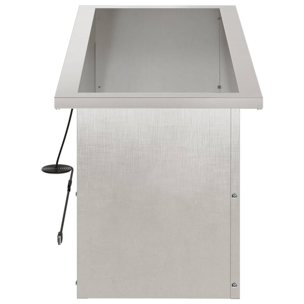 vidaXL Donica ogrodowa z oświetleniem LED srebrny 30 x 80 x 30 cm