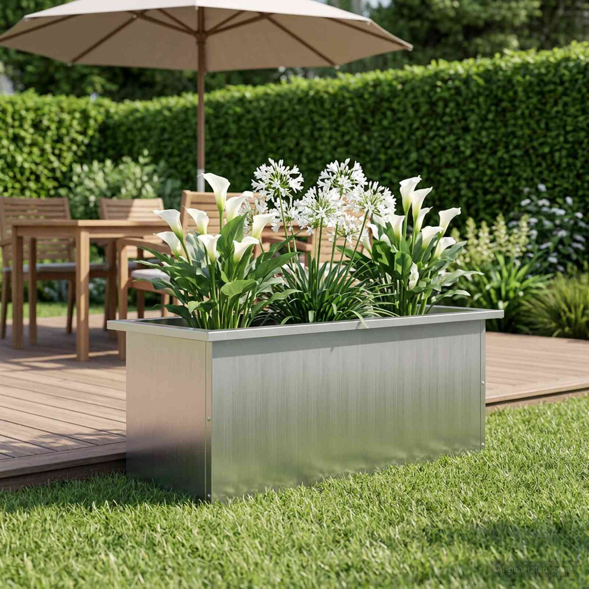 vidaXL Donica ogrodowa z oświetleniem LED srebrny 30 x 80 x 30 cm