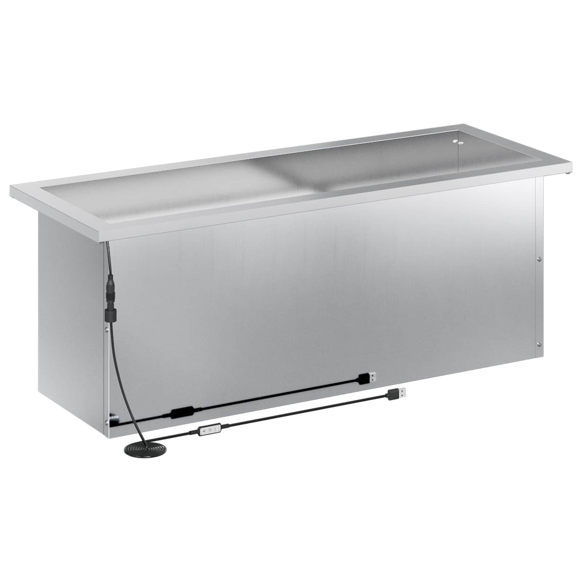 vidaXL Donica ogrodowa z oświetleniem LED srebrny 30 x 80 x 30 cm