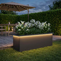 vidaXL Donica ogrodowa z oświetleniem LED Czarny 30 x 100 x 30 cm Stal