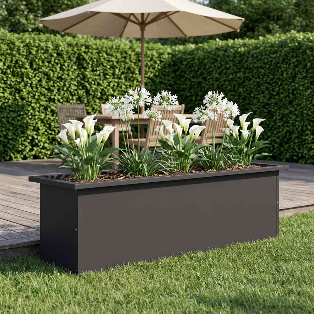 vidaXL Donica ogrodowa z oświetleniem LED Czarny 30 x 100 x 30 cm Stal